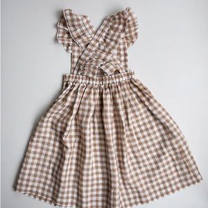 Ruffled Linen Apron Dress - Gingham 2/3 years old from the simple folk